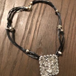 Black & silver cross necklace